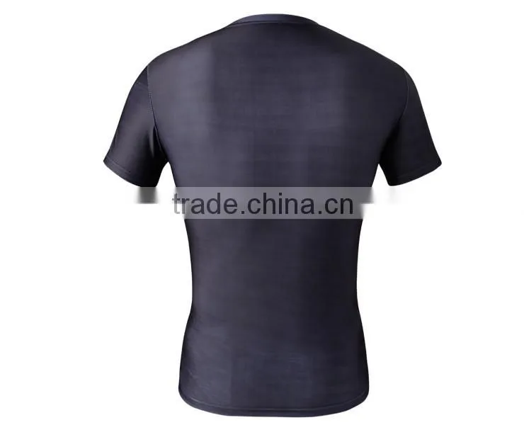 OEM Factory Wholesale High Quality Marvel Superhero Clothes Compression Tights T Shirt 3D Printing Men Tops