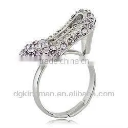 Fashion 925 Silver Dubai Wedding Rings With Pure White Austrian Crystal