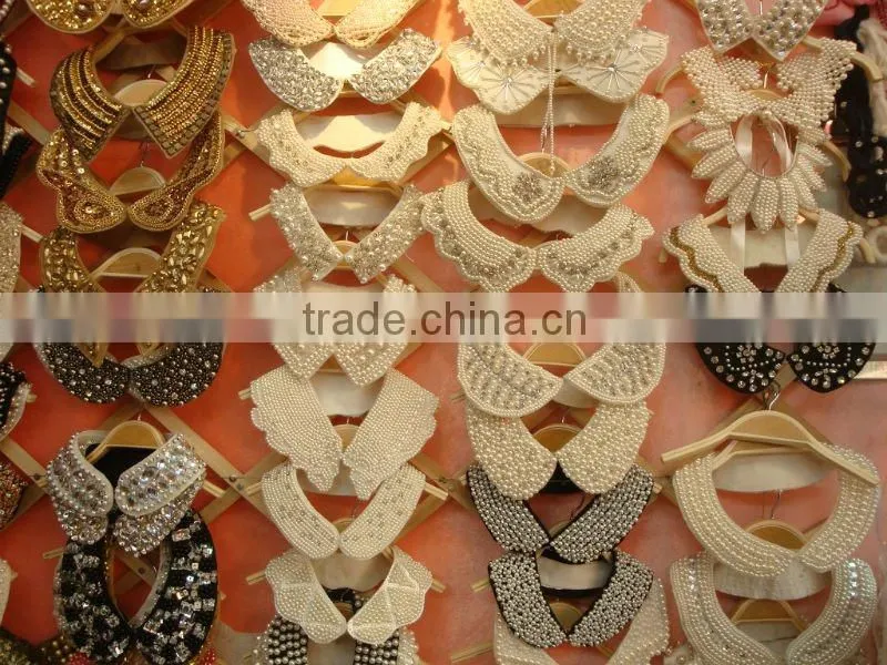 2013 latest beaded collar rhinestone trimming rhinestone badge rhinestone collar motif