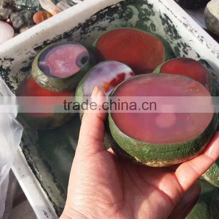 beautiful natural Amazing water bile agate geode with native water inside red agate stone