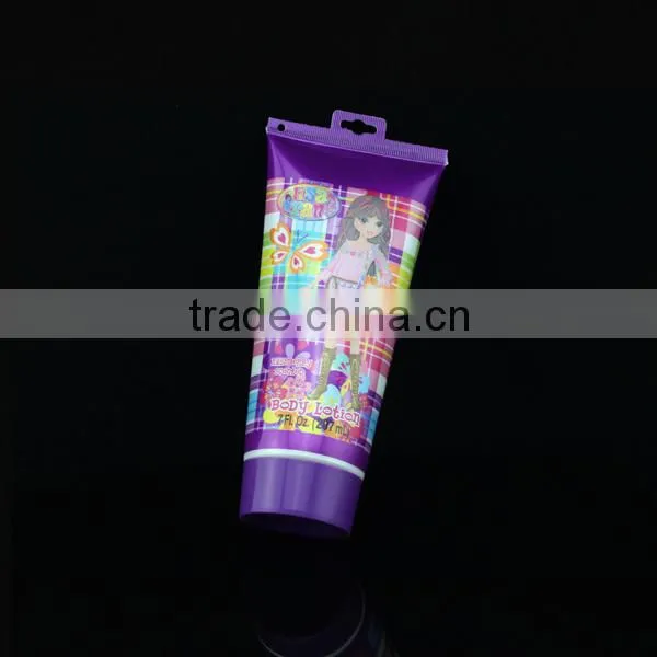 200ml hanging beauty girl cosmetic plastic tube for body lotioin