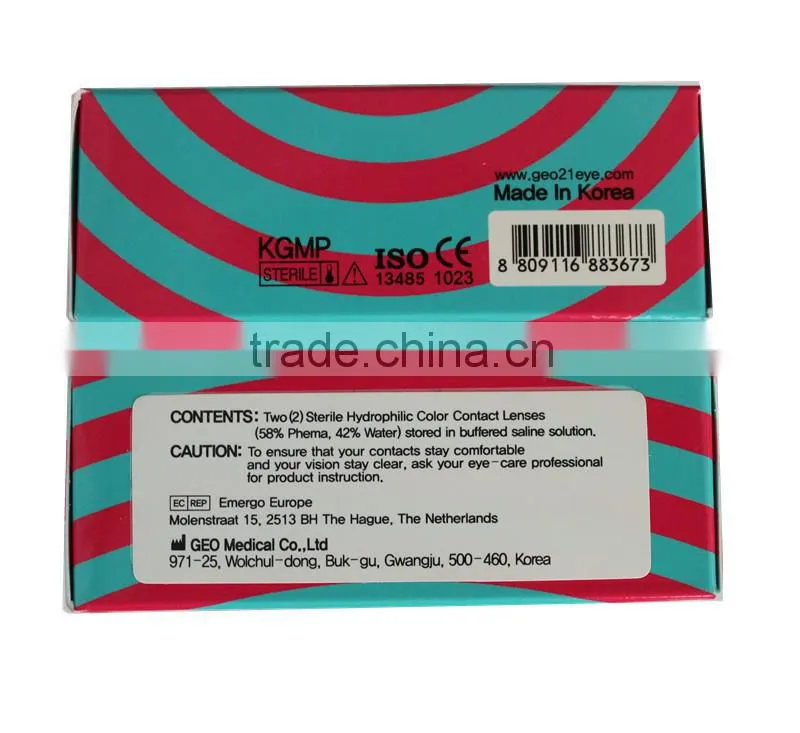 Wholesale SFDA,ISO korean lenses GEO CM - 9 series color contact lenses
