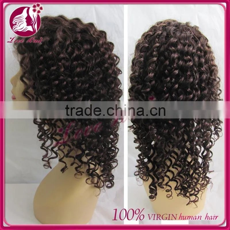 2014 New fashion black women brazilian full lace wig 100% human hair wig