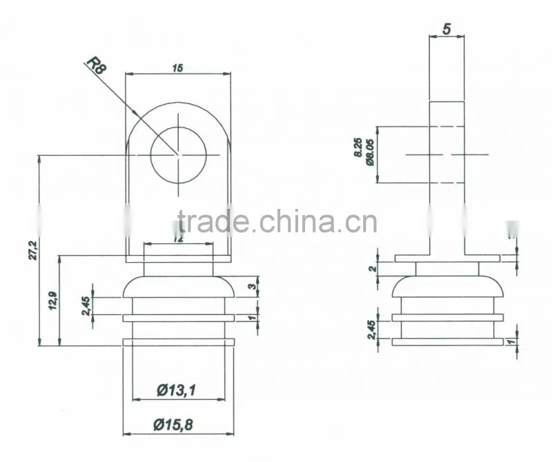 Gas Spring tube connector end cap with metal eye