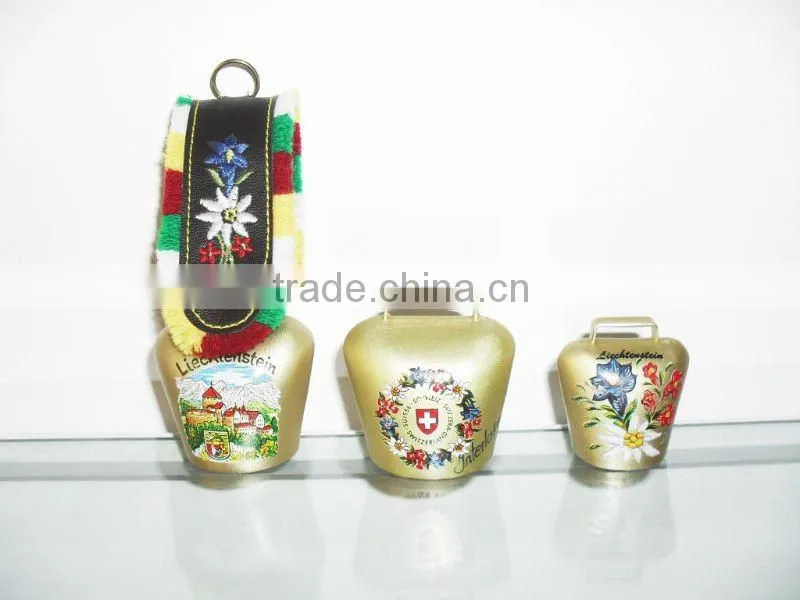 1.75" painted swiss cowbell for souvenir A4-C018 without strap,colors vary (A317)