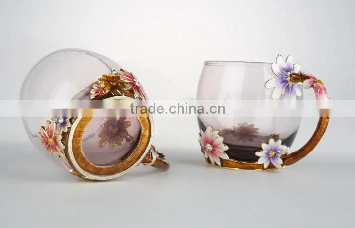 popular daisy design pewter enamel water cup roro brand