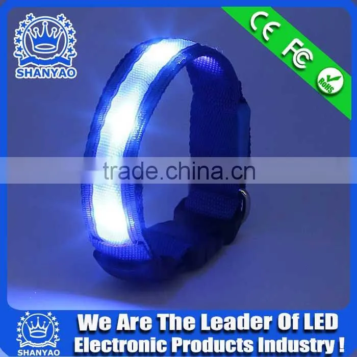 Blue Mini LED Light Leather LED Dog Collar Bulk