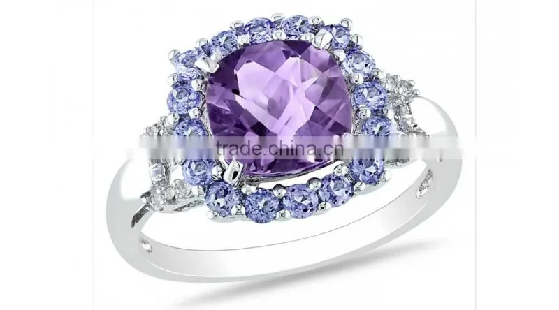 Amethyst Color CZ Art Deco Vintage Style Fashion 925 Silver Ring