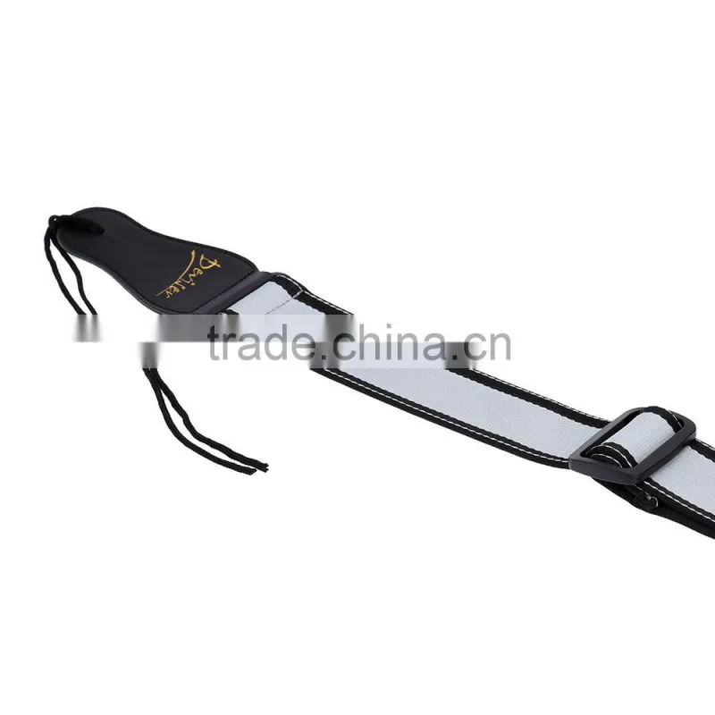 Adjustable Nylon Univeral 4.8cm Wide Bass Guitar Shoulder Strap Belt with Leather Ends