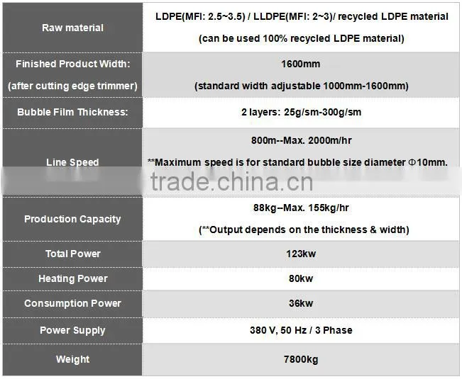 2 Layers Extrusion PE Air Bubble Film Making Machine double screw design