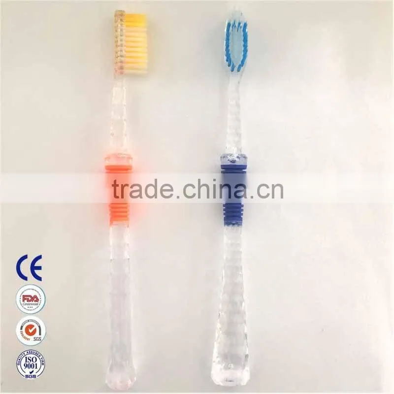 FDA best quality hotel use adult toothbrush, transparent big handle tooth brushes,