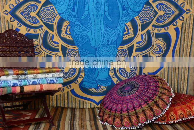 Indian Ombre Elephant With Lotus Mandala Wall Decor Bohemian Hippie Good Luck Wall Hangings Tapestry