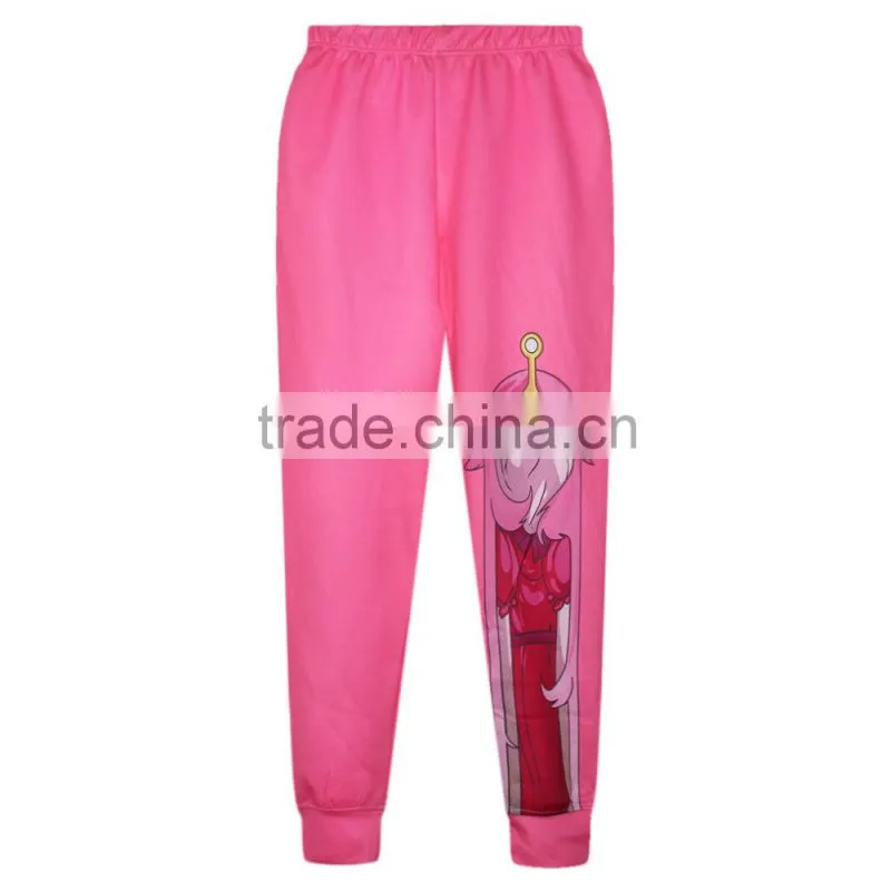 Hot Sale Plus Size Women Sweatpants 3D Print Pink Cartoon Pants N18-15