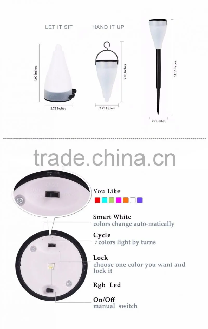 Garden solar powere led street light waterproof,garden solar light, Energy-saving,7 Color RGB Goods Decoration Indoor or Outdoor