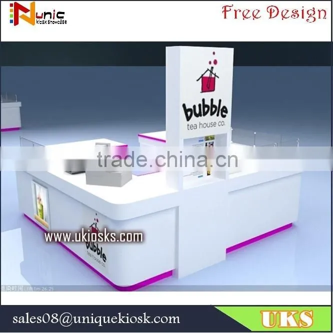 Hot sale fashion juice vending carts/bubble tea kiosk with factory price.