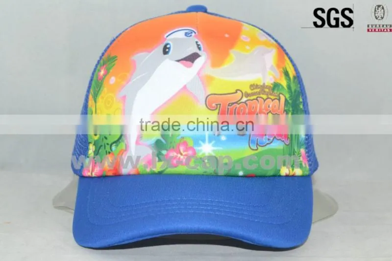 Custom design Children sublimation printing logo foam and mesh kids trucker cap