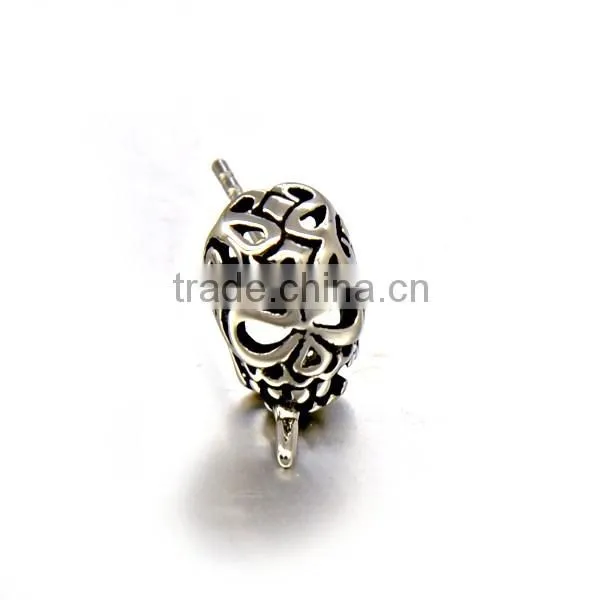 Europe Silver Stainless Steel Casting Skull Stud Earrings Punk Mens Jewelry Hot Sale