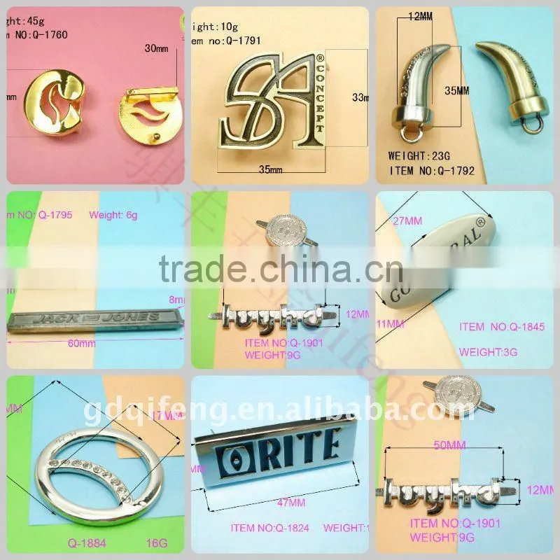 qifeng fashion bag accessories metal tag q-2728