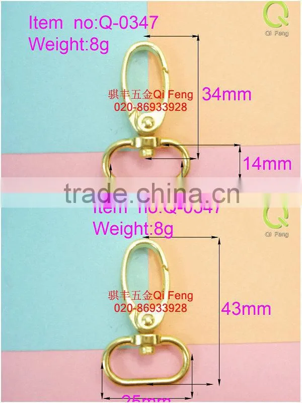 Bag accessories for metal gold snap hook swivel bolt hook