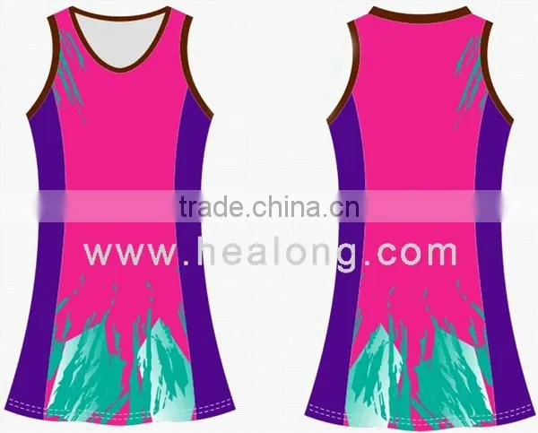 cool dry 100% polyester sublimated netball jersey