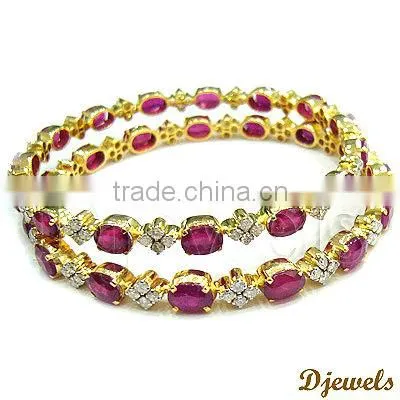 Ruby Gold Bangles, Designer Diamond Bangles, Ruby Jewelry