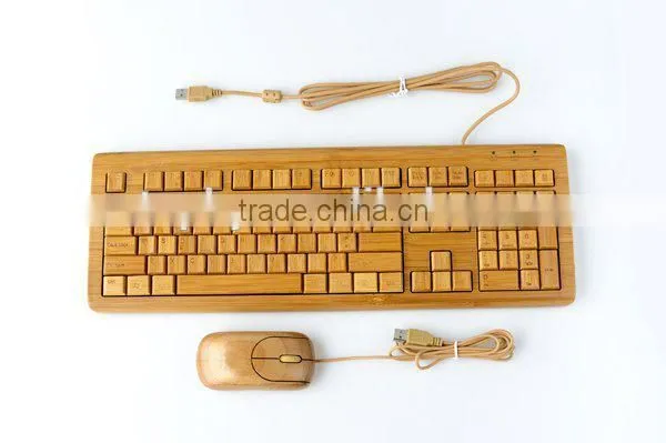 Factory supply 100% Bamboo Handcrafted Keyboard and Mouse Combo, wired and wireless style both available