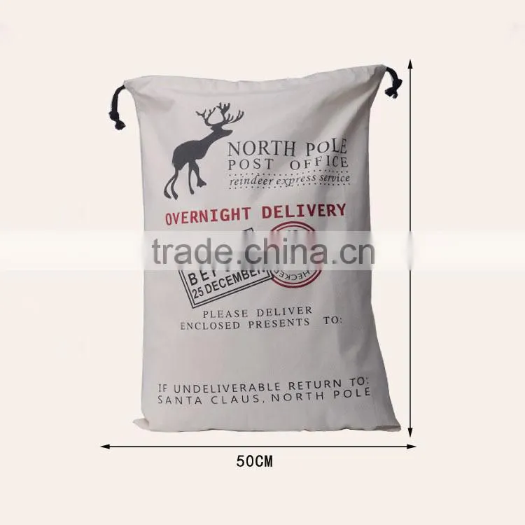 Fast shipping!Wholesale Santa sacks white red santa sack bag with drawstring Christmas Santa Claus wholesale Santa sacks