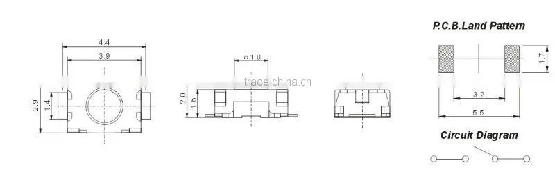 mini tact switch TS-1115D for SMT,push button switch