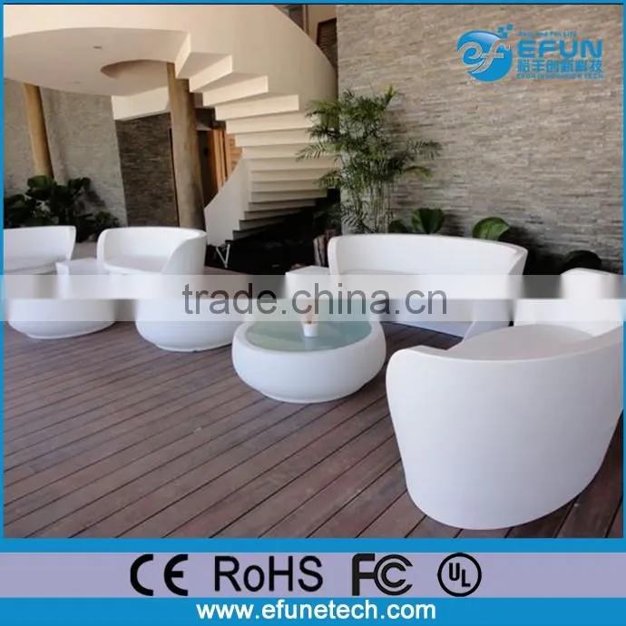 led curve sofa table set,battery rechargeable LED illuminated night club sofa