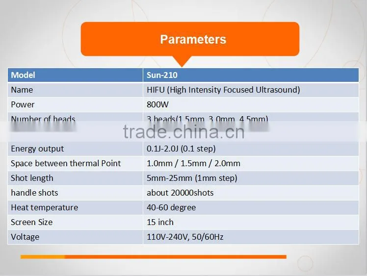 2015 new High Intensity Focused Ultrasound (HIFU) for skin lifting and wrinkle removal