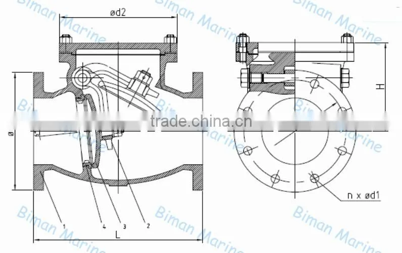 Marine PN16/ DN100 Swing Check Valve