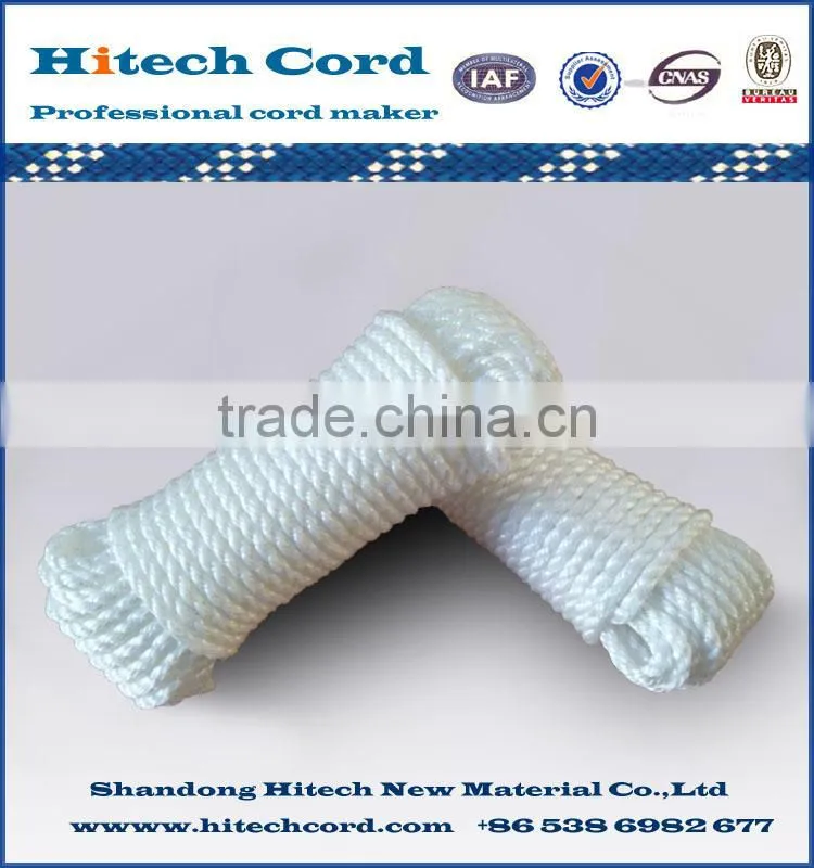 High tensile strength white color polyester Material 3 strand twist polyester cord