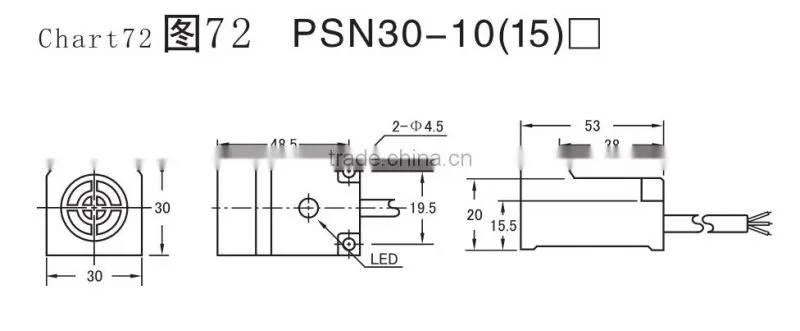 PSn30-10N NPN NO DC Horn type and square inductive Proximity switch No-embedded type sensor