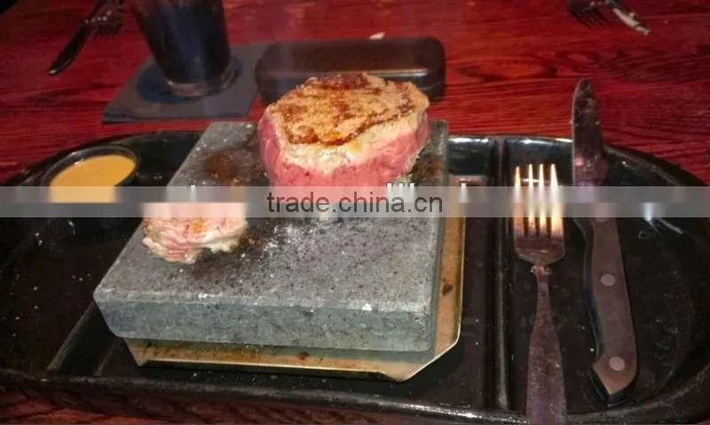 Black steak grill lava cooking stone