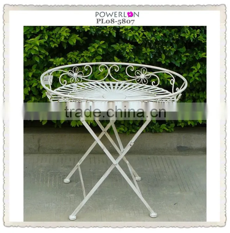 Royal Antique Wrought Irons Folding Metal Decorative Outdoor Tray Table