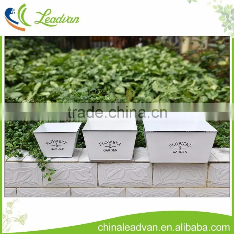 Indoor funiture and home decor white metal square-shaped flower pots