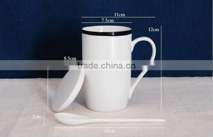 380ml Porcelain mug with silver rim 380ml porcelain mug with handle