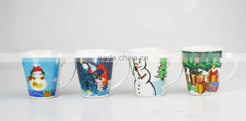 Set of 3 porcelain tea cup set with decal printing