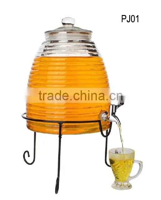 12L clear glass drink /water /beverage dispenser with stand