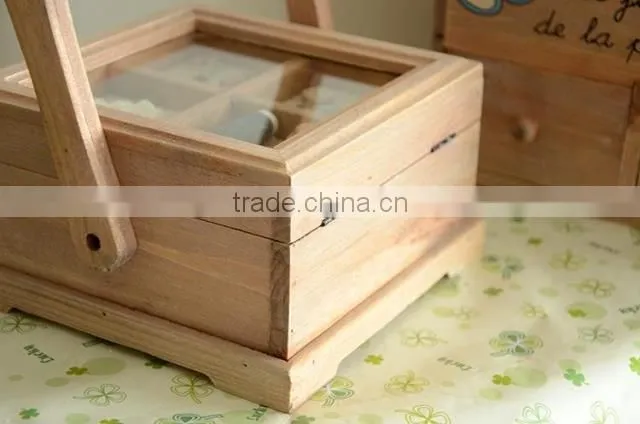 Rural style wooden sewing box
