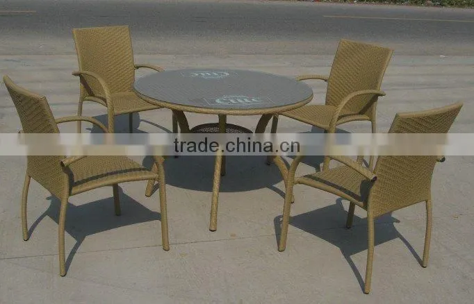 aluminum frame rattan coffee set with round table