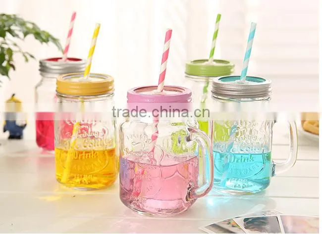 The Glass 500ml Fashional Vintage Mason Glass Drinking Jar