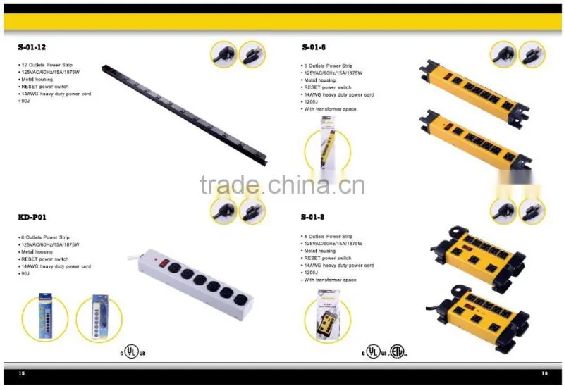 S90016 UL/CUL-Listed industrial Power Strip 8 outlet