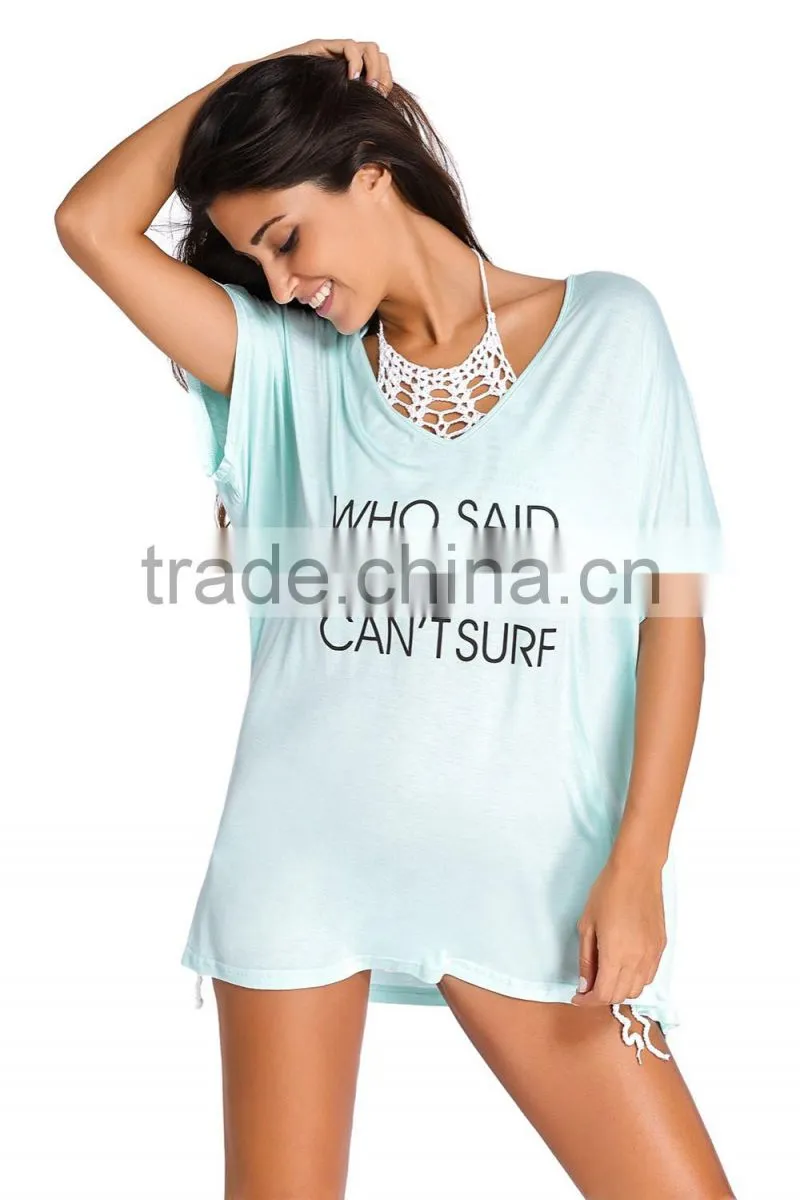 Casual Women Summer Style Letter Print Summer Bathing Suit Cover Up Beach Dress For Swimwear Wholesale Custom