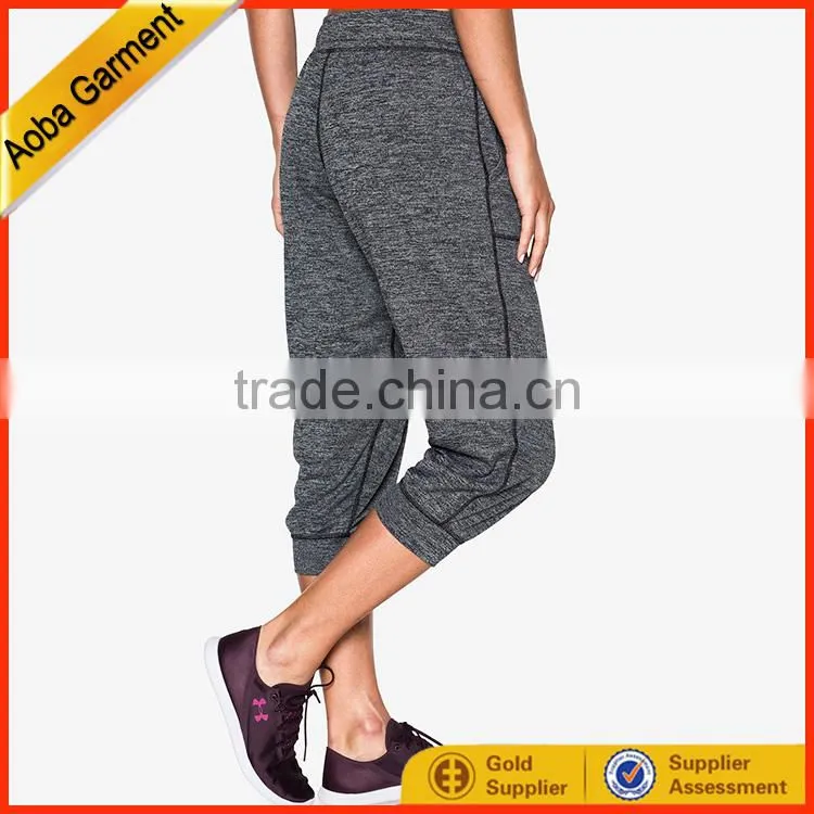 Women Wearing Grey Melange Net Panelled Tights Seamless Yoga Pants