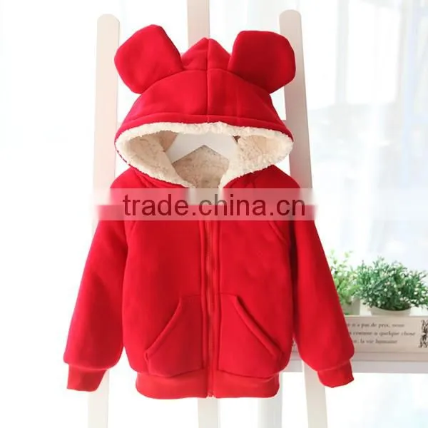 2016new Girls fashion solid thicken zipper sweatshirts