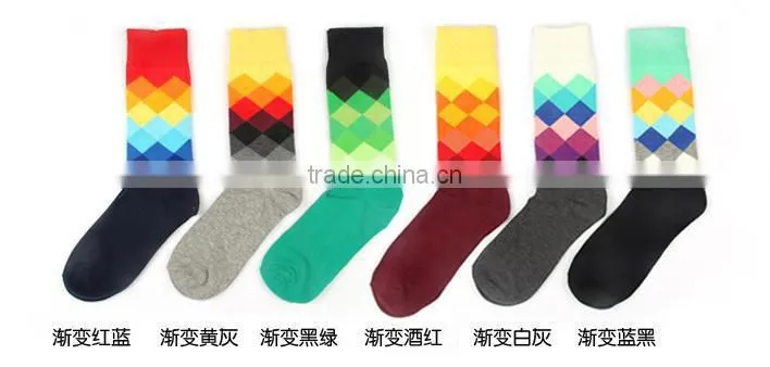 Men's British cotton in tube knitted happy socks wholesale