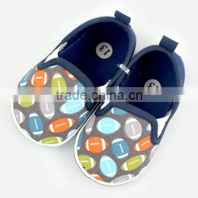 Cute Rugby Pattern Newborn Brown Color Crib Shoes Baby Shoes Matching Pacifier Clip