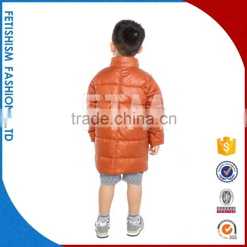 Best Price Long Sleeve Winter Fur Leather Letters Loose Orange Boys Fancy Coats For Kids With Letters