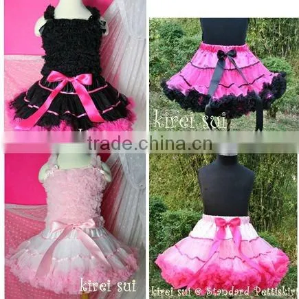 Teen Adult Christmas BLACK HOT PINK Satin Binding Pettiskirt Party Dance Dress Tutu